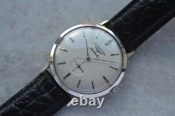 1957 Vintage Longines 10K White Gold Small Seconds Automatic Leather Men's Watch