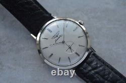 1957 Vintage Longines 10K White Gold Small Seconds Automatic Leather Men's Watch