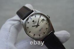 1970 Vintage Tissot PR516 Automatic Date Steel Silver Leather Watch