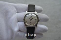 1970 Vintage Tissot PR516 Automatic Date Steel Silver Leather Watch