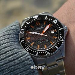 43mm PARNIS black dial Sapphire glass waterproof 200m automatic dive mens watch