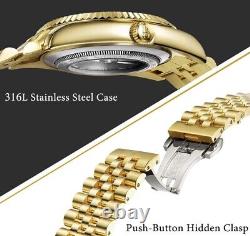 All Gold Burei Men's Automatic Watch Elegant Classic Design Calendar Window