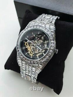 Automatic Ice Out Watch Mechanical Ice Bling Diamond Custom Luxury Men Watch