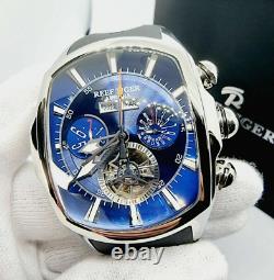 Automatic Sport Watch Blue Face Silver Case Reef Tiger Aurora Tank 2 Gift UK