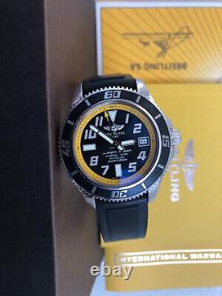 Breitling Superocean 42 A17364 Black & Yellow Mens Automatic Watch. Box & Papers