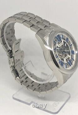 Bulova Sutton Automatic Silver And Blue 96A187 Skeleton Dial Men's Watch