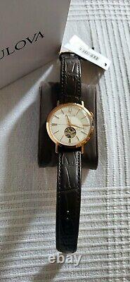 Bulova mens Automatic Watch 97A136 with Leather Strap. GENUINE. BNIB. RRP £329