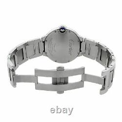 Cartier Ballon Bleu Steel Silver Guilloche Dial Automatic Mens Watch W69012Z4