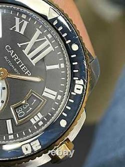 Cartier De Calibre Steel 18K Yellow Gold Black Dial Automatic Men Watch W7100055