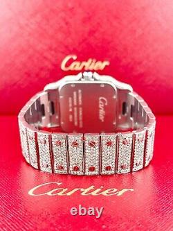 Cartier Santos Galbee XL Automatic Watch 33mm Iced Out 14ct Diamonds Ref 2823