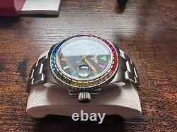 Custom MOD WATCH Rainbow BEZEL Nh35A Automatic Movement