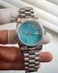 Datejust Homage Watch Turquoise Dial Fluted Bezel Automatic Nh35 Stainless Steel