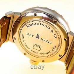 Eberhard & Co. FLY MATIC Mens Watch Tricolor Automatic UK Seller Brown Leather