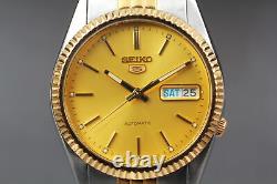 Exc+4 SEIKO 5 Day Date 7S26-0500 Gold-Silver Automatic Watch From JAPAN