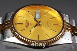 Exc+4 SEIKO 5 Day Date 7S26-0500 Gold-Silver Automatic Watch From JAPAN