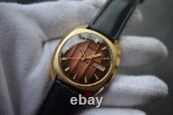 February 1986 Vintage Seiko 7009 8050 Automatic Leather Gold Watch Very Rare
