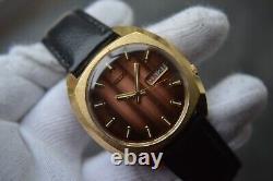 February 1986 Vintage Seiko 7009 8050 Automatic Leather Gold Watch Very Rare