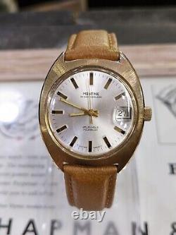 Gents Vintage Montine Sunburst Gold Plated Baton Date Automatic Watch Working