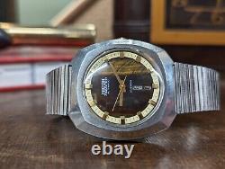 Gents Vintage Ricoh Tiger Eye V1 Automatic Day Date Cushion Watch Working