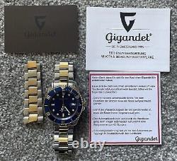 Gigandet Automatic Movement Mens Watch Blue Gold Silver Time Professional 1000ft