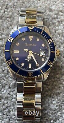 Gigandet Automatic Movement Mens Watch Blue Gold Silver Time Professional 1000ft