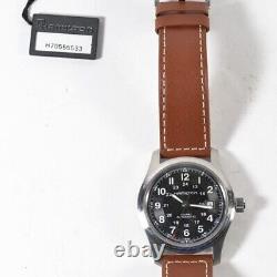 Hamilton Watch Khaki Field Automatic Black 42mm Brown Leather Strap H70555533