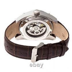 Heritor Automatic Daniels Semi-Skeleton Leather-Band Watch Colour Silver