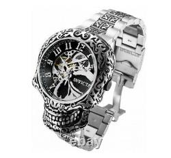 Invicta Collectors 50mm Artist Skull Case Automatic Skeletonized Dial SS Watch