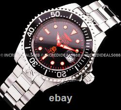 Invicta Men GRAND PRO DIVER AUTOMATIC Black Red Bezel Dial Silver Bracelet Watch