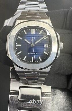 JP custom Blue Nh35 Automatic watch With Exhibition Glass Back