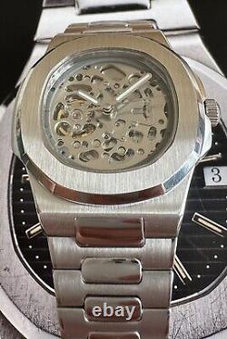 JP custom Skeleton sapphire Nh70 Automatic watch With Exhibition Glass Back