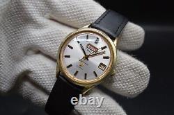 June 1970 Vintage Citizen Crystal 7 Automatic Leather Gold Watch Very Rare