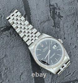 MINT Mens Rolex Datejust 16234 in Steel and 18ct White Gold Black Dial