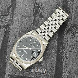 MINT Mens Rolex Datejust 16234 in Steel and 18ct White Gold Black Dial