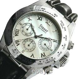 Men's Stauer Monaco Leather Band Designer Timepiece Precision Automatic Movement