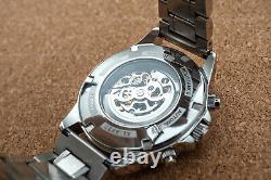 Mens Automatic Mechanical Watch Date Day Watch Silver Black Stainless Steel