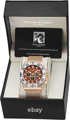 Mens Automatic Watch Silver & Gold Distinction Mesh Bracelet Swan & Edgar