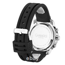 Mens Automatic Watch Silver Innovator Black Silicon Strap Watch GAMAGES