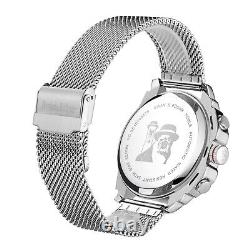 Mens Automatic Watch Silver Noble Olive Stainless Steel Mesh Band Swan & Edgar