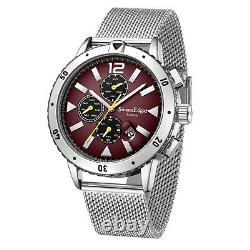 Mens Automatic Watch Silver Red Catalyst Stainless Steel Mesh Strap Swan & Edgar