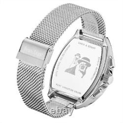 Mens Automatic Watch Silver Shield Stainless Steel Mesh Strap Swan & Edgar
