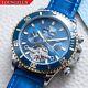 Mens Diver Chronograph Automatic Mechanical Skeleton Watch Silver Gold Blue