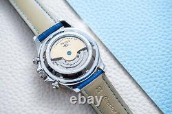 Mens Diver Chronograph Automatic Mechanical Skeleton Watch Silver Gold Blue