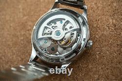 Mens Double Flywheel Automatic Mechanical Watch Silver White Stainless Steel