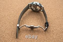 Mens Flywheel Bridge Movement Automatic Mechanical Watch Silver Black Leather