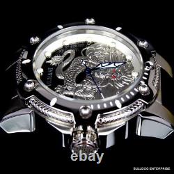 Mens Invicta Bolt Dragon Silver Tone Black 52mm Automatic Silicone Watch New