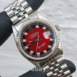 Mens Rolex Oyster Perpetual Datejust in Steel & White Gold with Red Diamond Dial