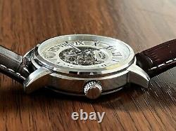Mens Rotary Watch Automatic Skeleton Steel Brown Leather Genuine GS00132/21