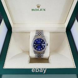 Mens Steel & White Gold Rolex Oyster Perpetual Datejust with Blue Diamond Dial