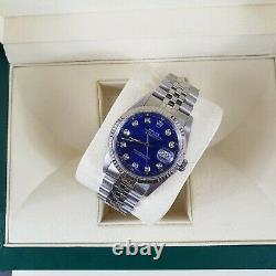 Mens Steel & White Gold Rolex Oyster Perpetual Datejust with Blue Diamond Dial